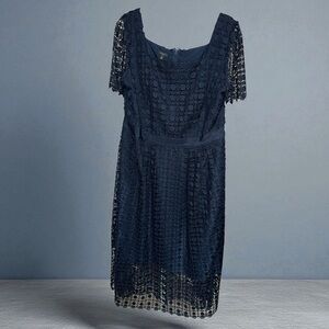 Talbots Deep Blue Lace Overlay Fit & Flare Dress size‎ 16 NWT